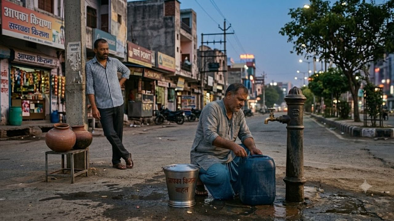  Man touching a bucket