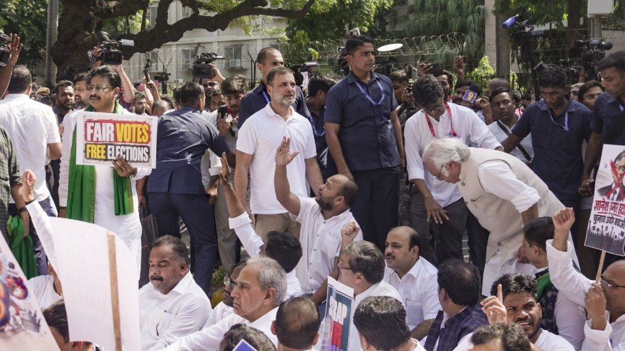 rahul gandhi during protest