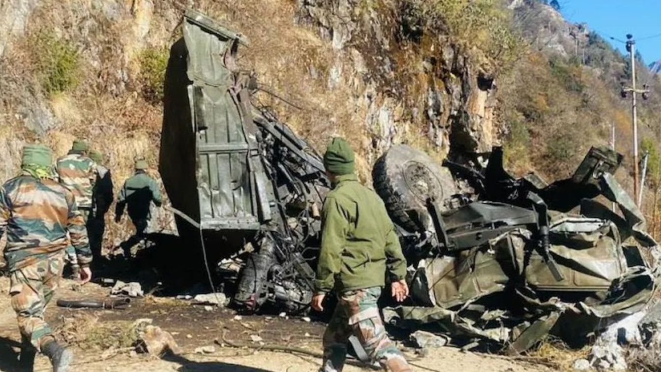 army vehicle plunges into a gorge 