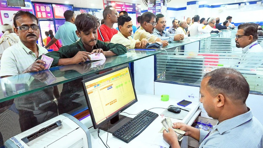 people inside a bank