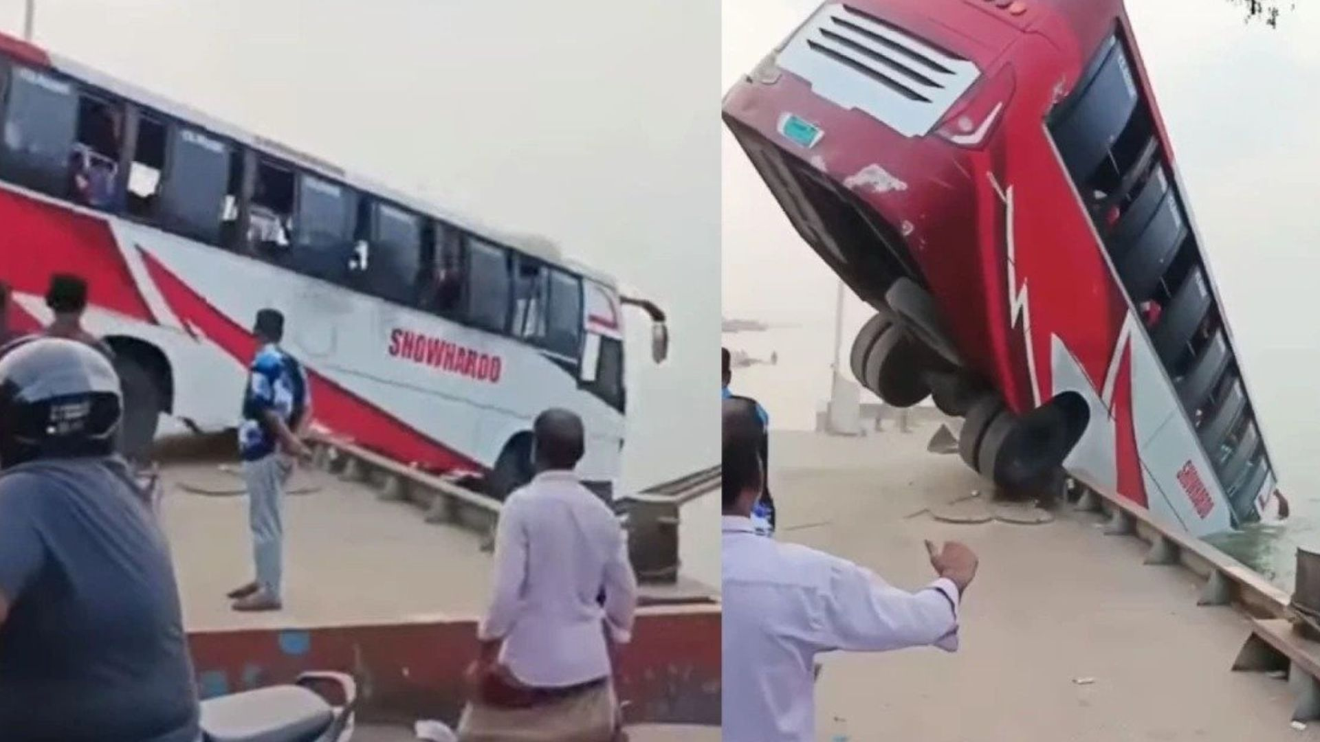 Bus Falls Into River 