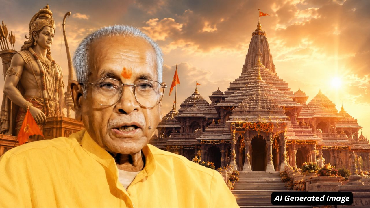 ai generated image of ram mandir and champat rai