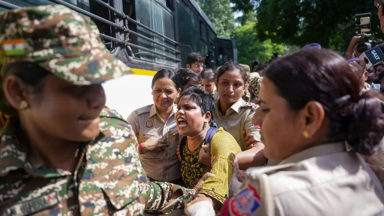 Women Protest at Jantar Mantar against CEC Gyanesh Kumar PTI Image