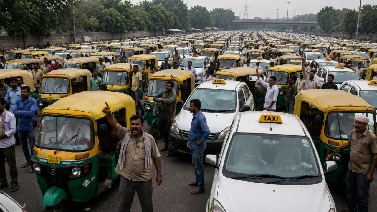 ai generated image of auto taxi drivers strike