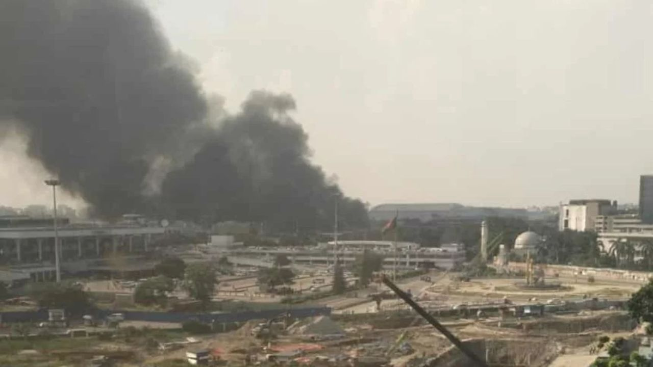 Massive fire at Dhaka airport.