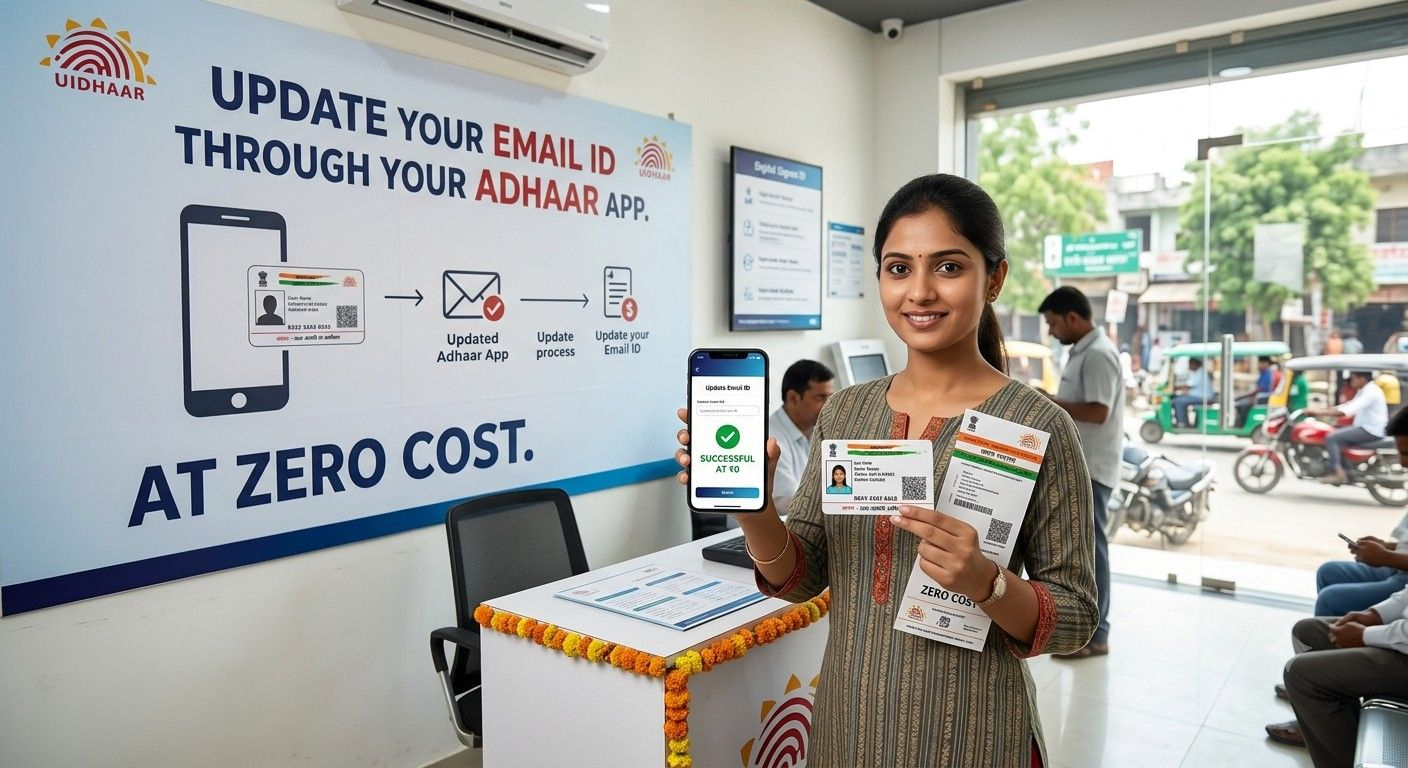 ai generated of a girl standing at aadhaar center