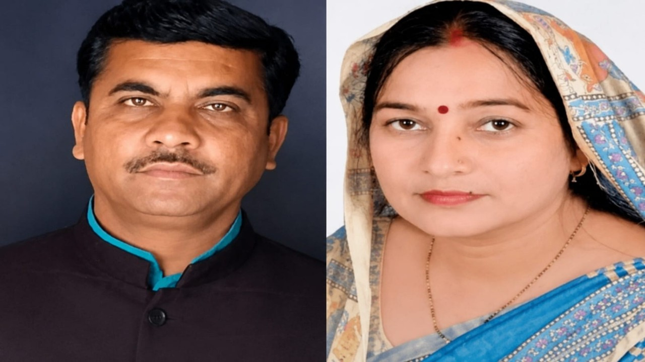 Deceased teacher Mukesh Singh and his wife Vinita Singh.