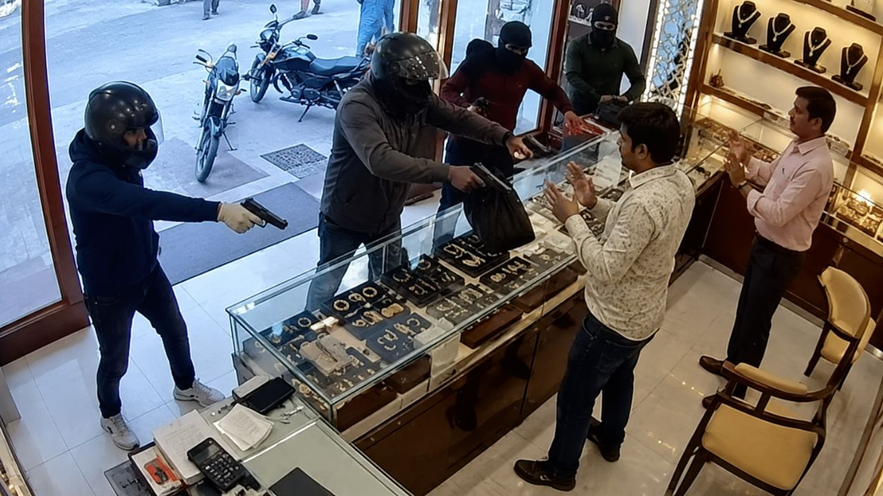 AI generated image of thief in jewellery shop
