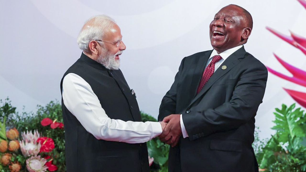 G20 में पीएम मोदी और सिरिल रामाफोसा । Photo Credit: PTI