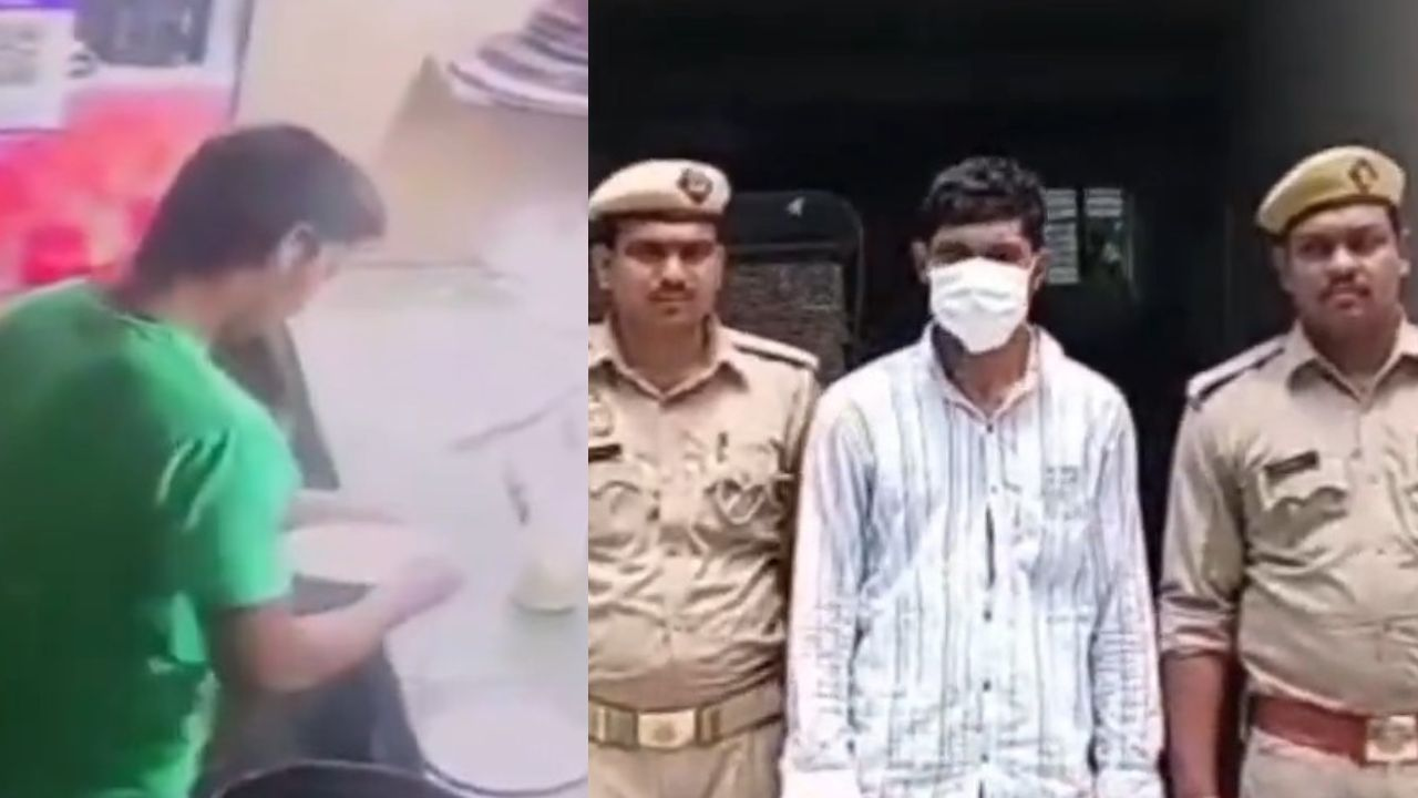 Noida shopkeeper spitting on pizza