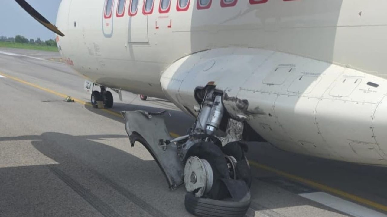 Delhi Bilaspur Alliance Air flight tyre burst during landing at Bilaspur airport