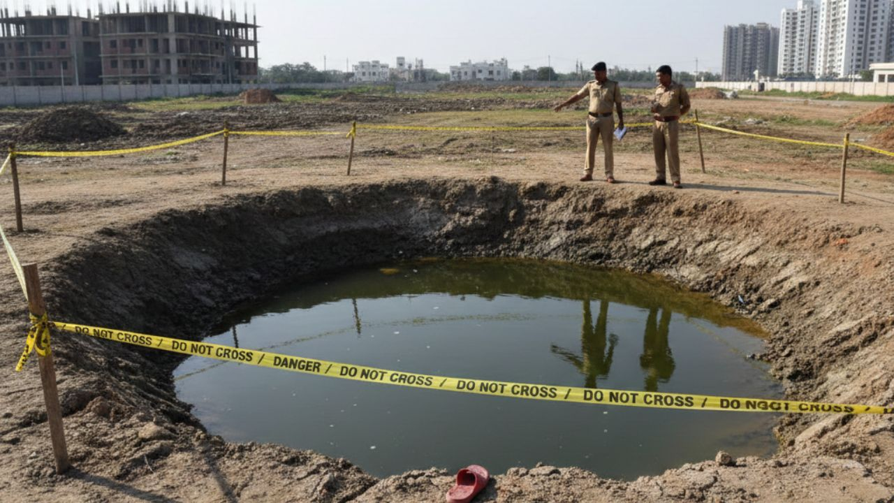 3 year old boy drowns pit in Greater Noida
