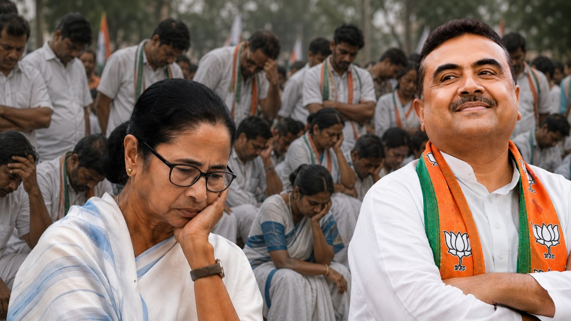 ai generated image of mamata banerjee and suvendu adhikari