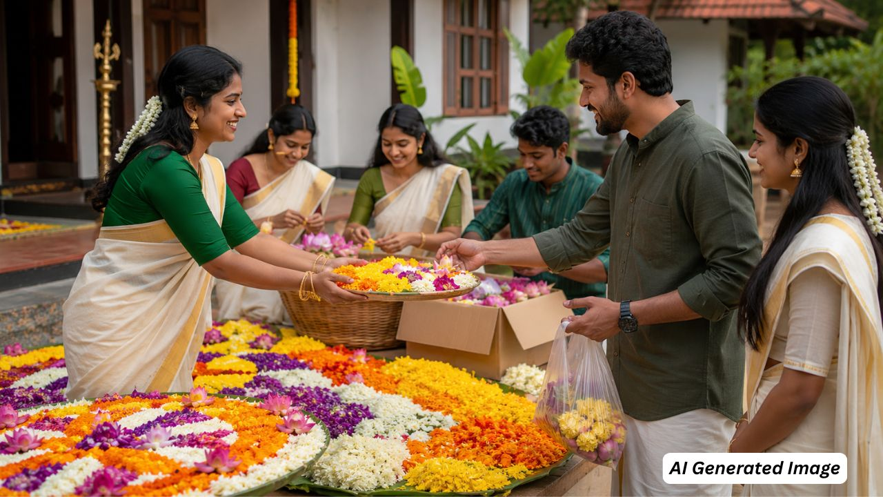 ai generated image of people selling flowers