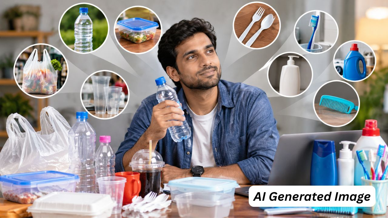 ai generated image of man using plastic