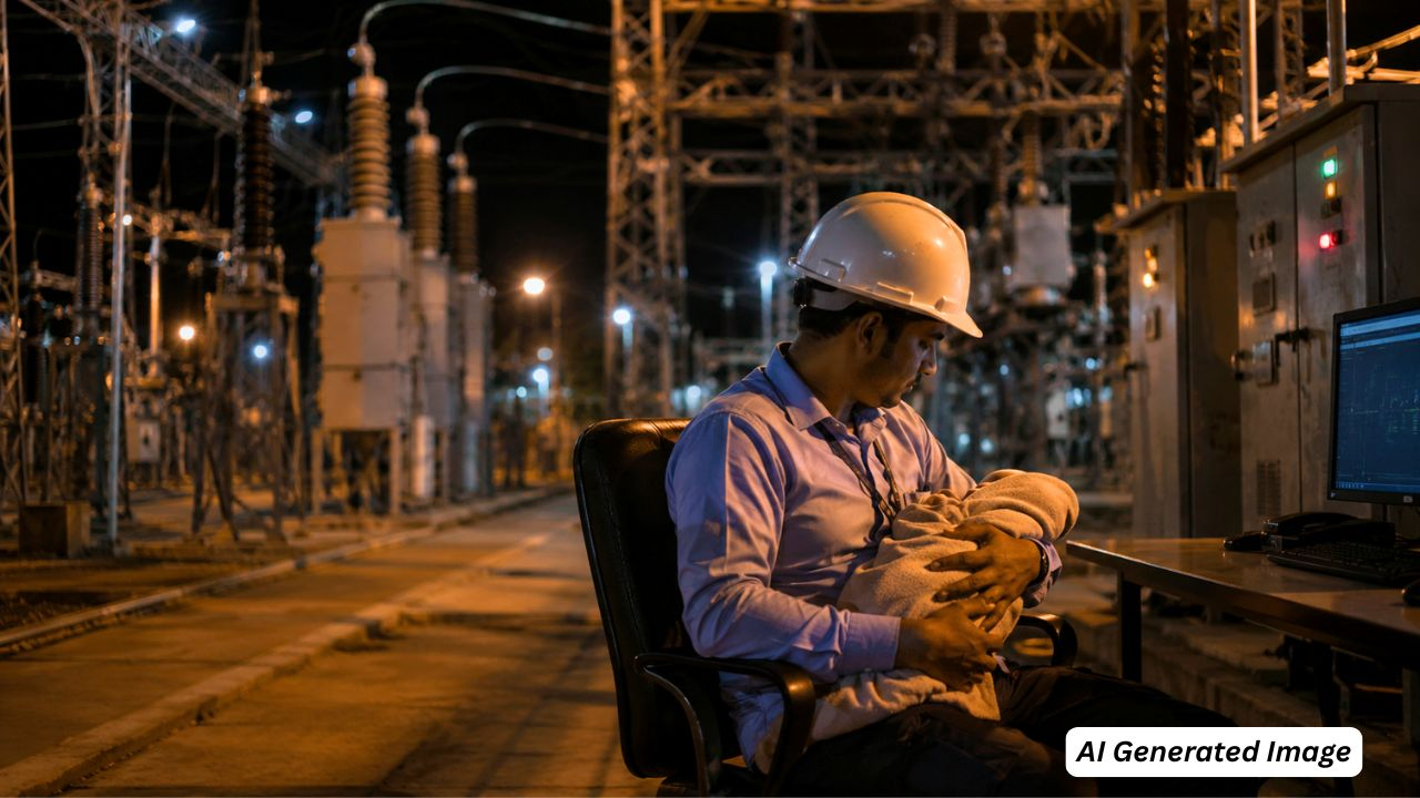 ai generated image of a man working at power house