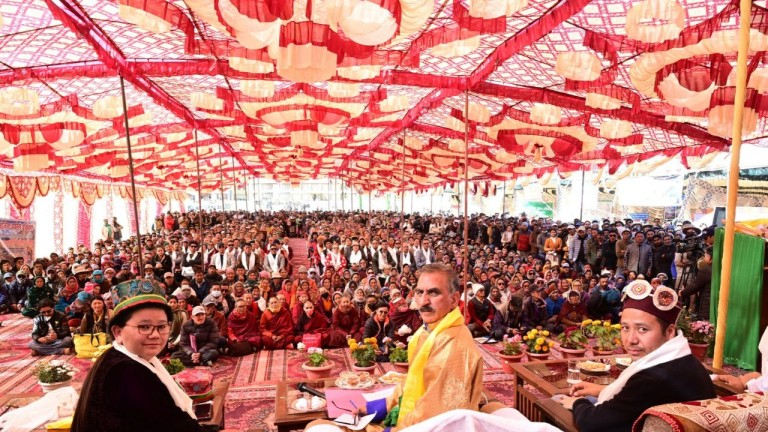 काजा में जनसभा को सबोधित करते मुख्यमंत्री सुक्खू, Photo Credit-DPR 