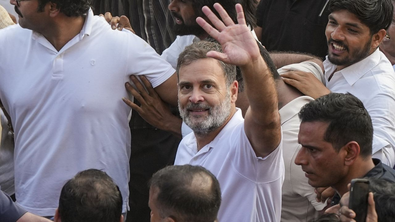 दिल्ली में मार्च के दौरान राहुल गांधी