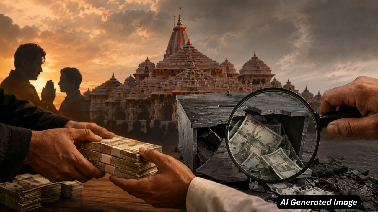 ai generated image of ram mandir donation controversy