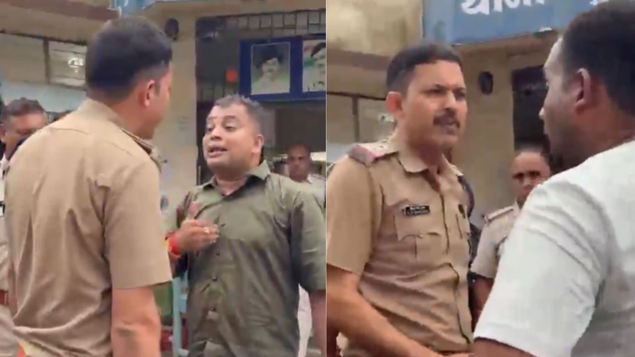 bjp leader vs police officer