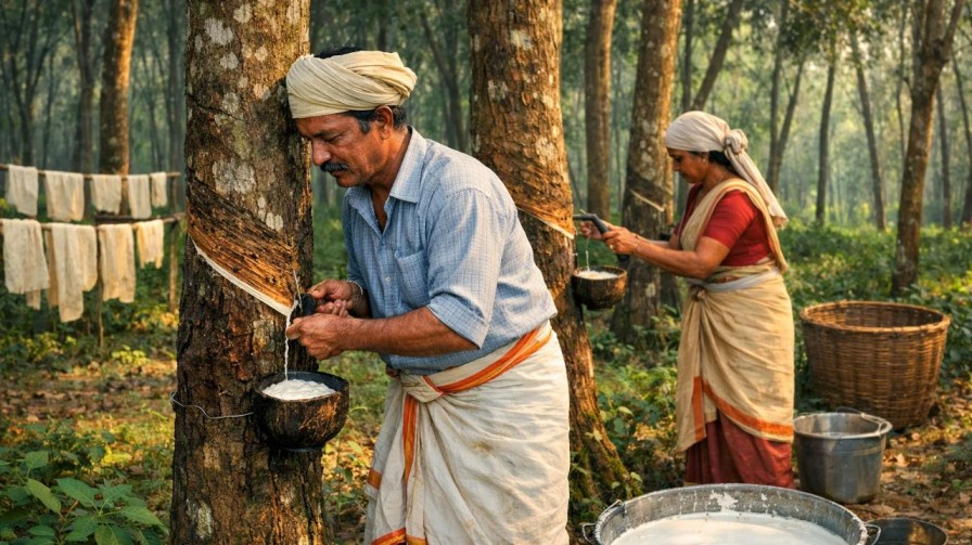 ai generated image of rubber farmer of kerala 