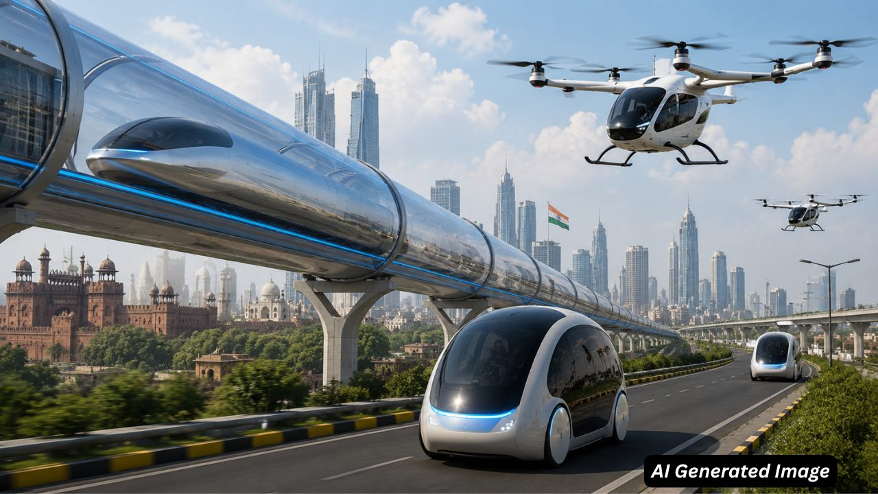 ai generated image of pod taxi and hyperloop