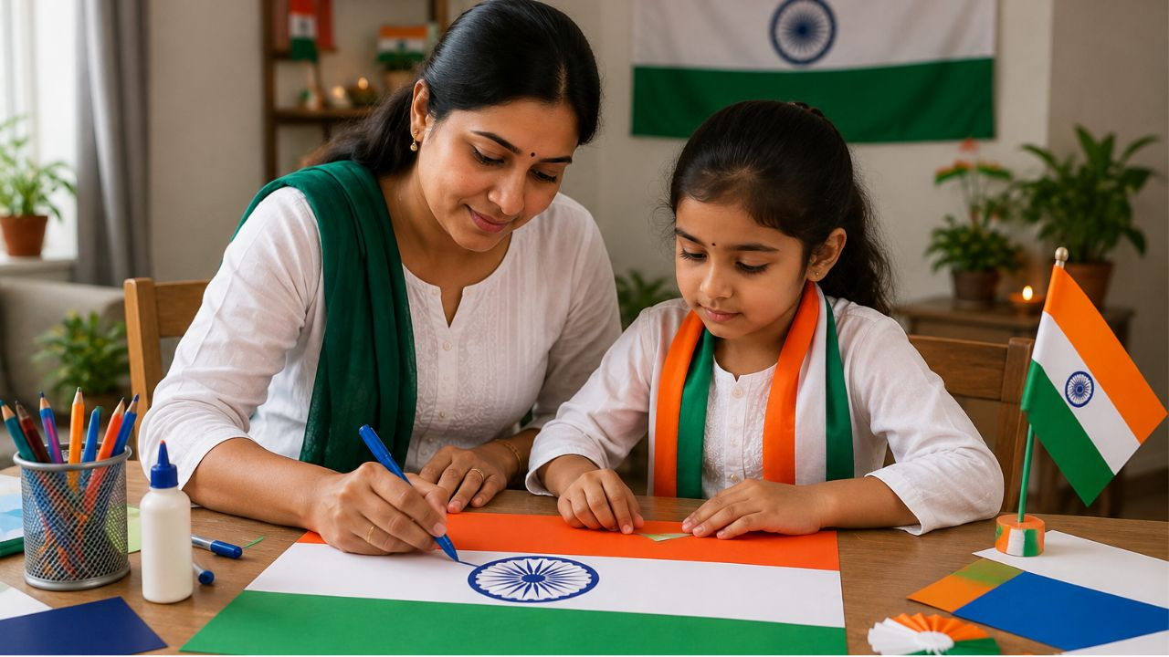 AI generated image of child making tiranga