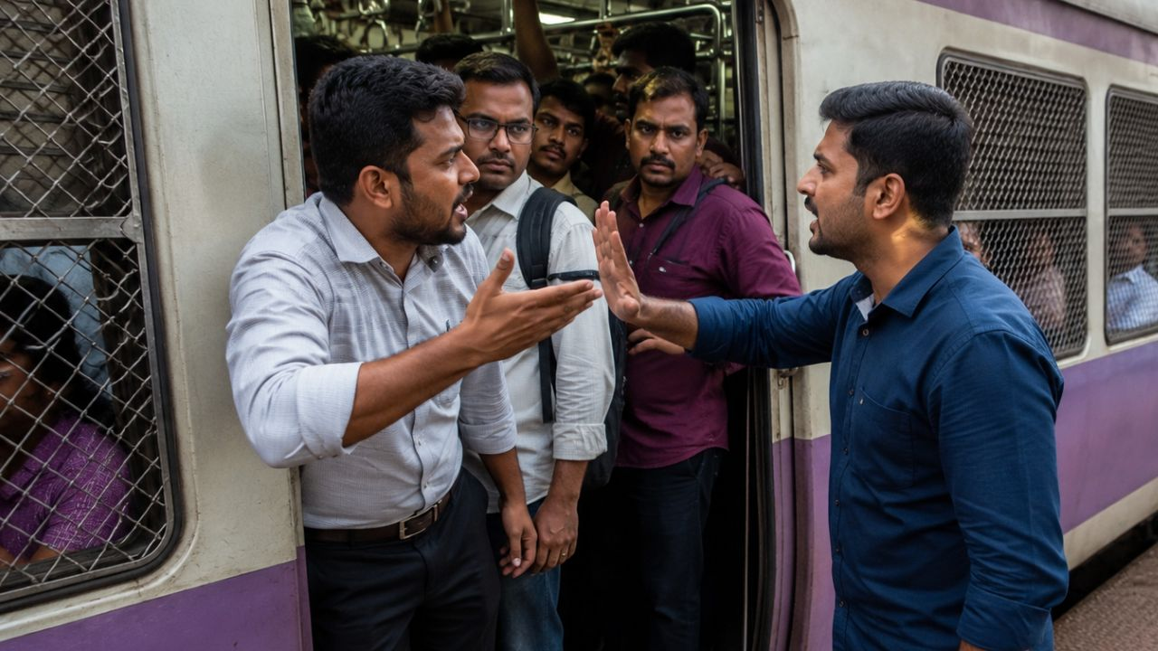AI Generated Image of Local Train Where Two Man arguing 