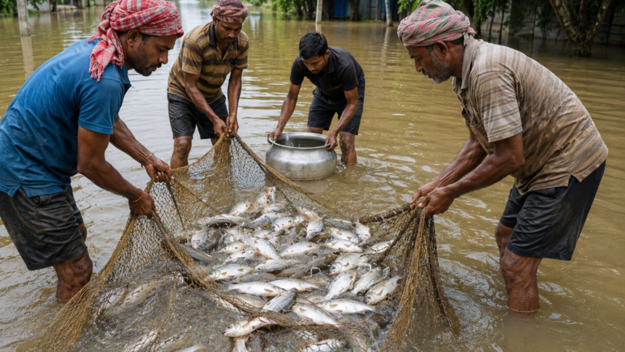 fish in flood
