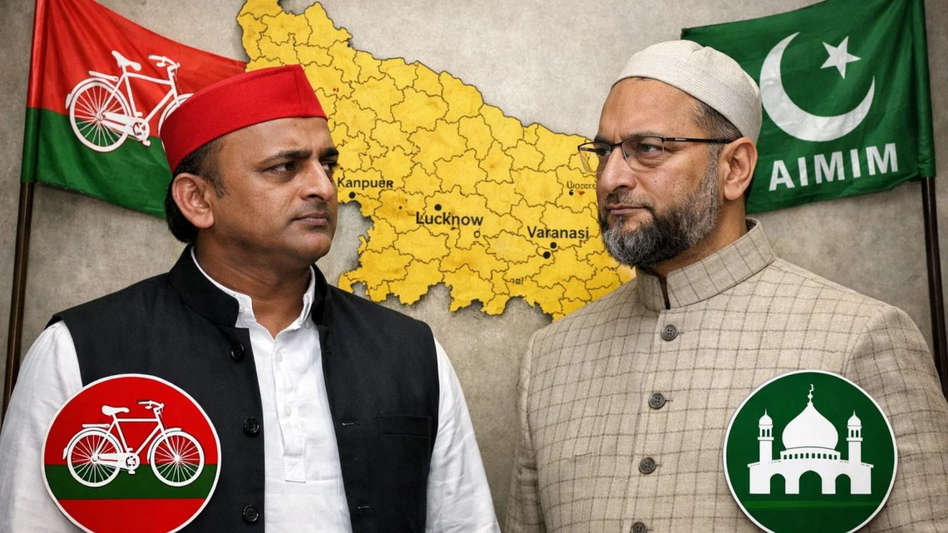 Akhilesh yadav and Asaduddin Owaisi