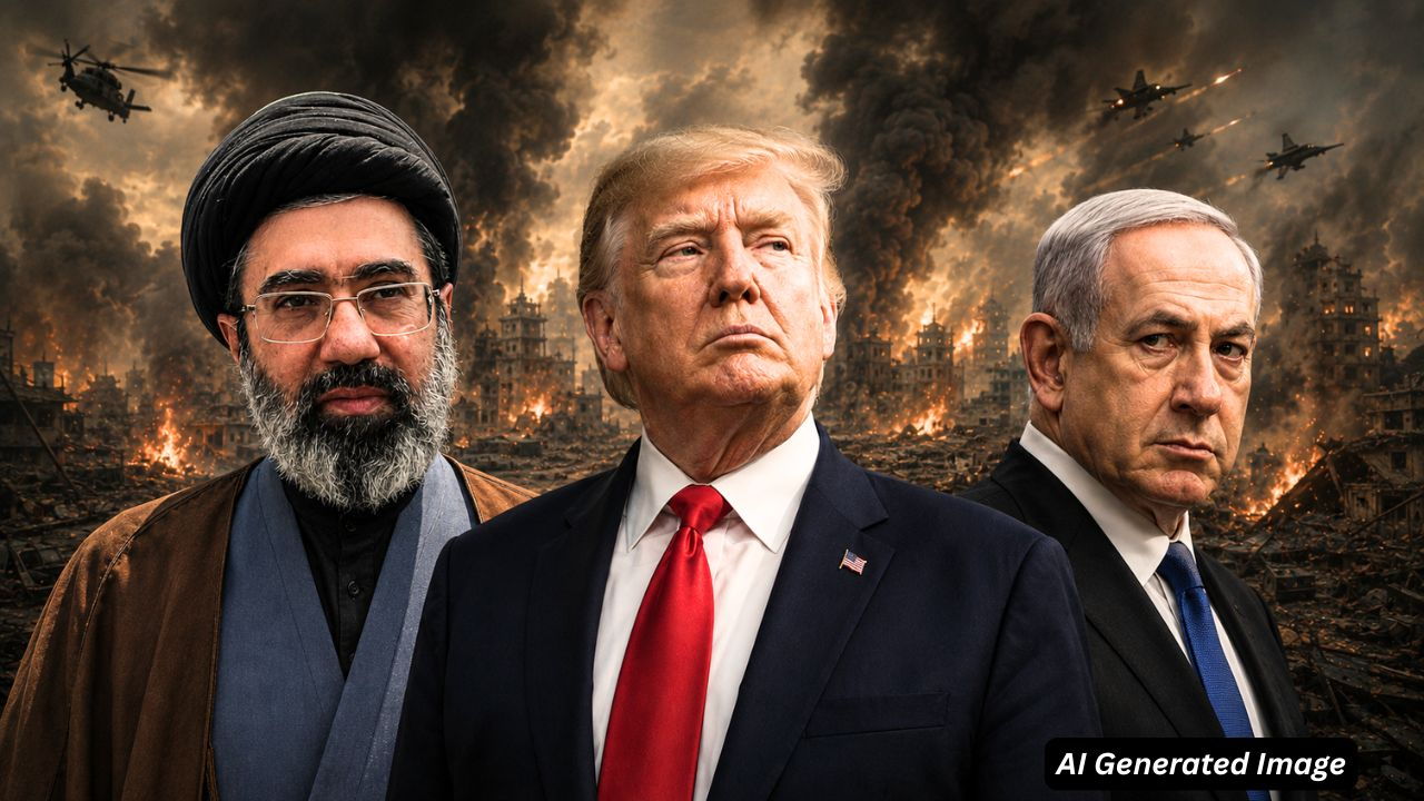 ai generated image of khamenei trump and netanyahu