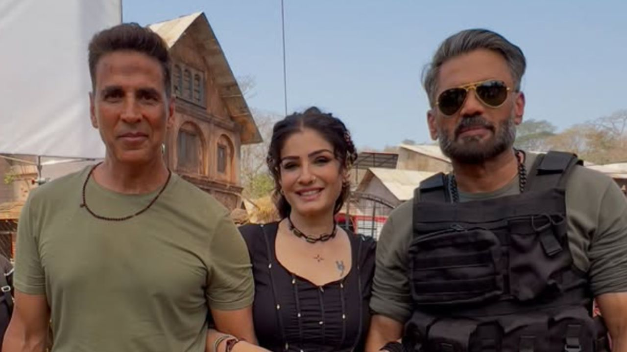 akshay kumar, raveena tandon and sunil shetty