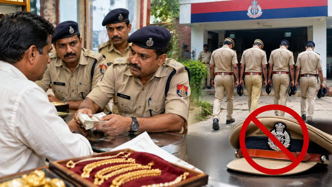 Police Personnel Extorting Money at a Police Outpost AI image