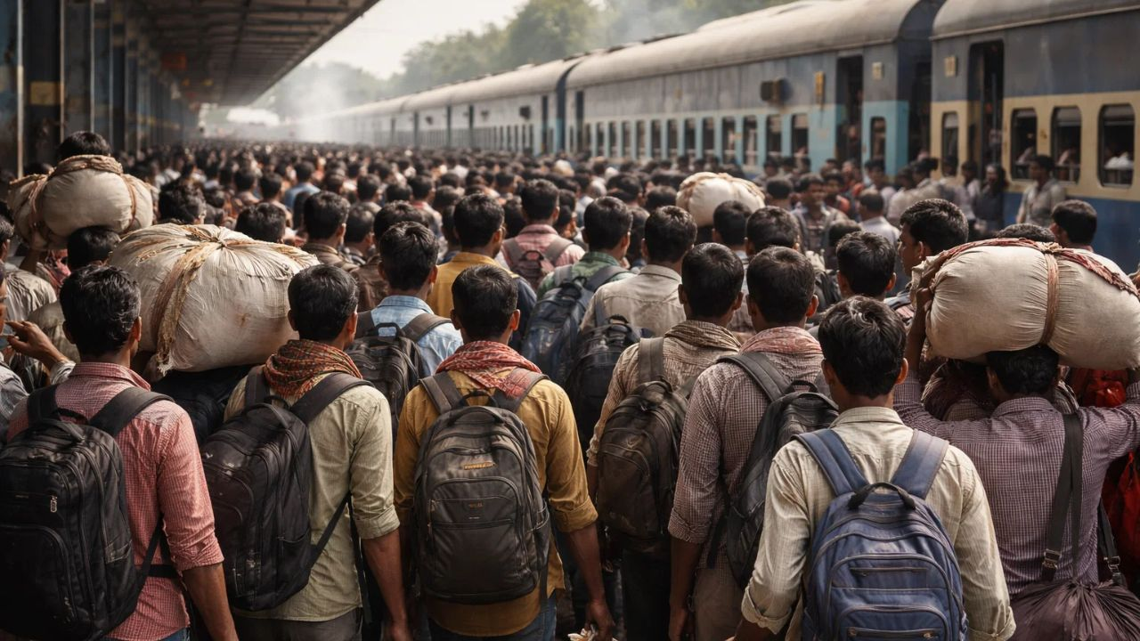 ai generated image of workers returning home