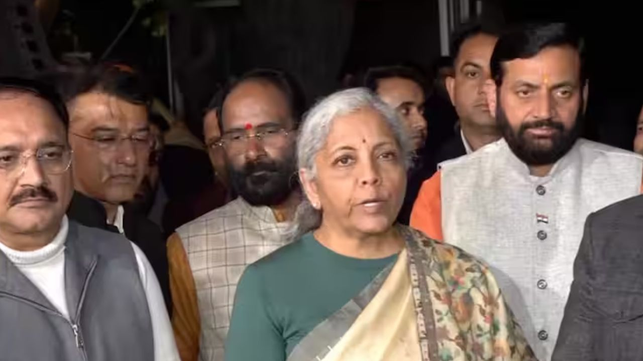 BJP leader nayab singh saini and nirmala sitharaman । Photo Credit: PTI