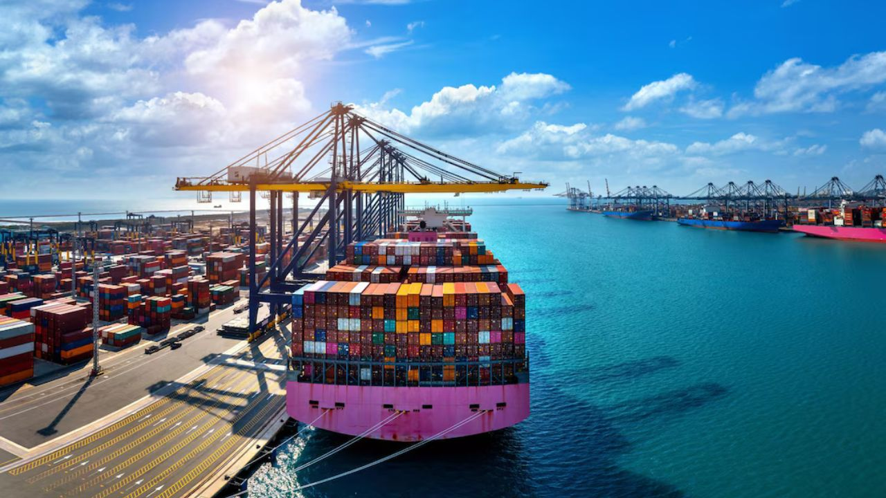 A Ship with huge pile of containers
