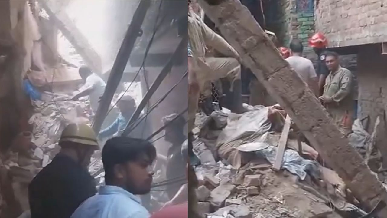 Building collapses in Delhi.