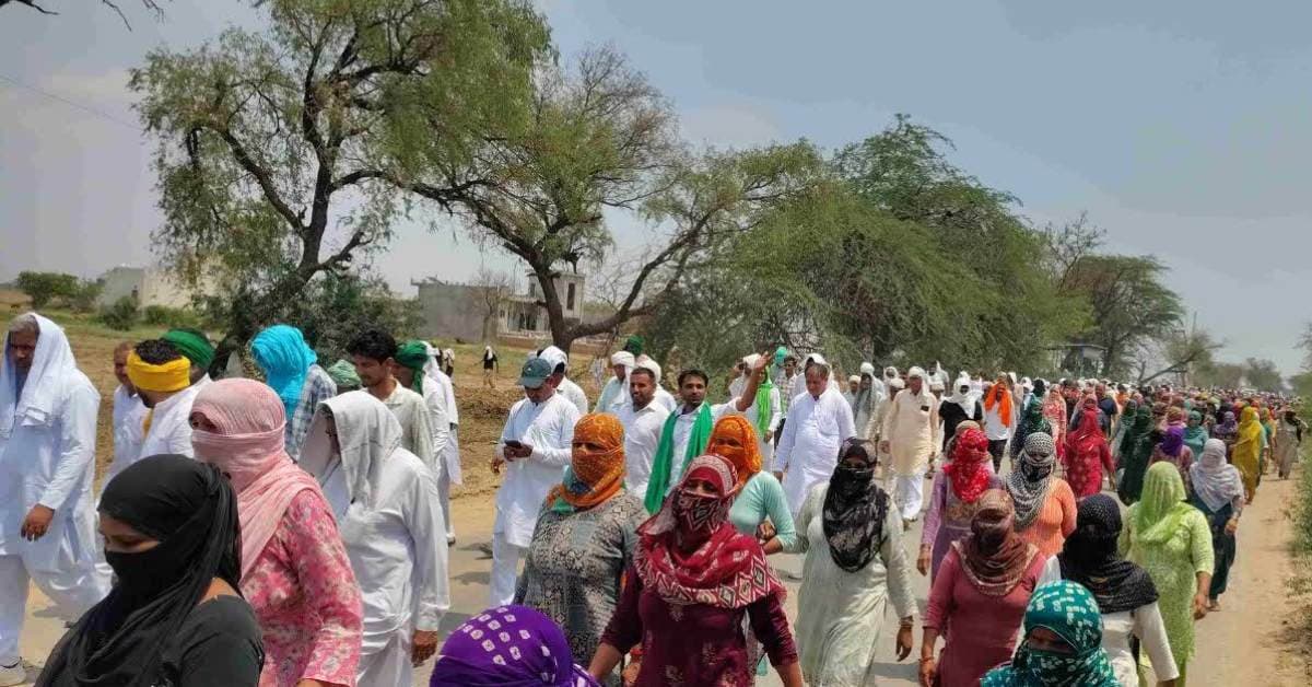Villagers protesting