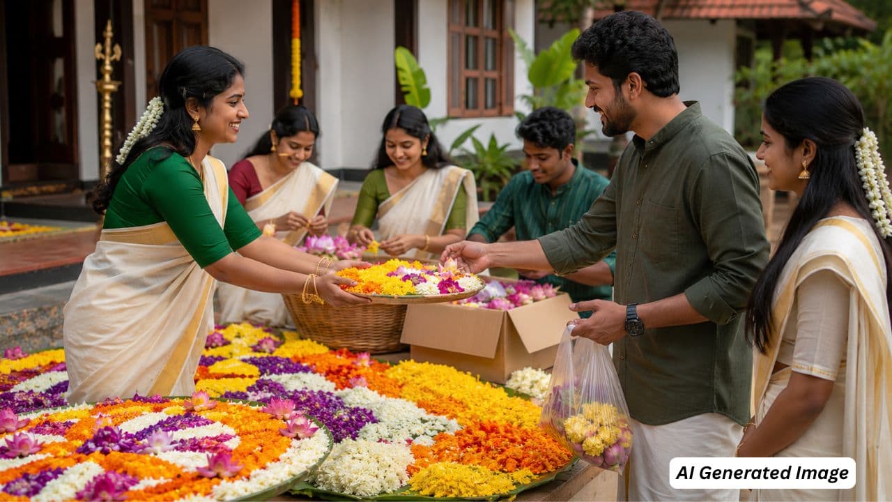 ai generated image of people selling flowers