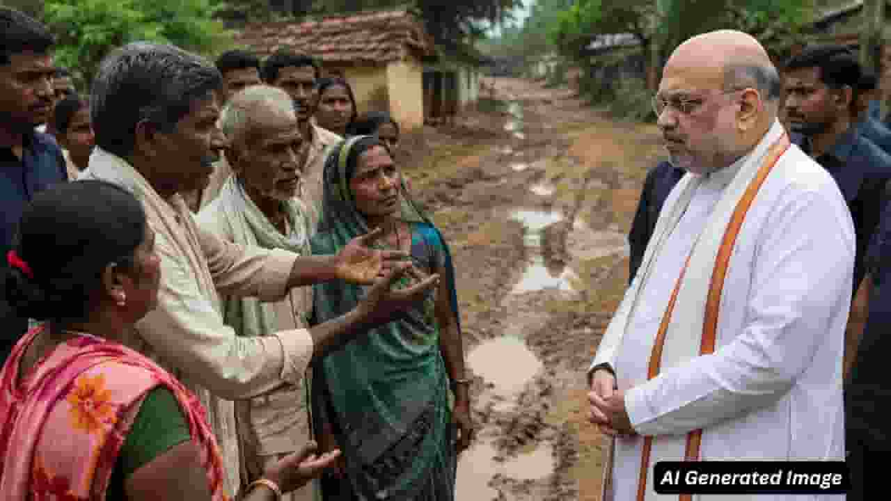 ai generated image of amit shah and villagers
