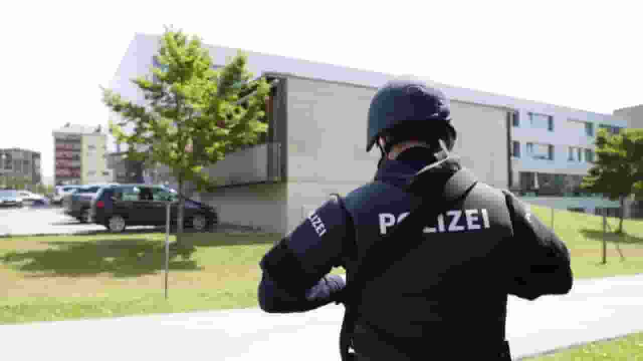 Policemen deployed near the school.