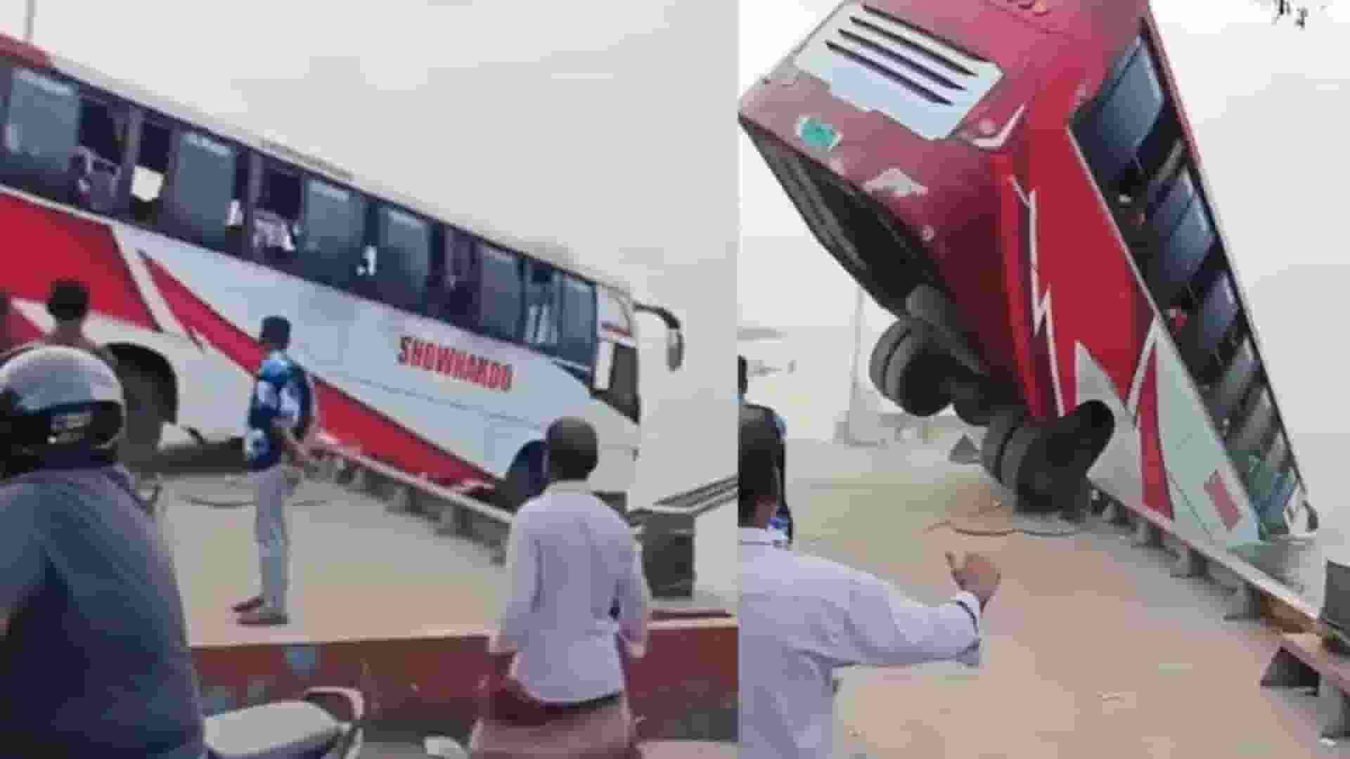 Bus Falls Into River 