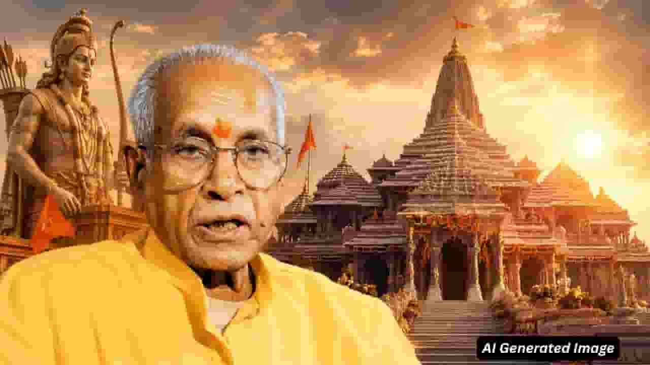 ai generated image of ram mandir and champat rai