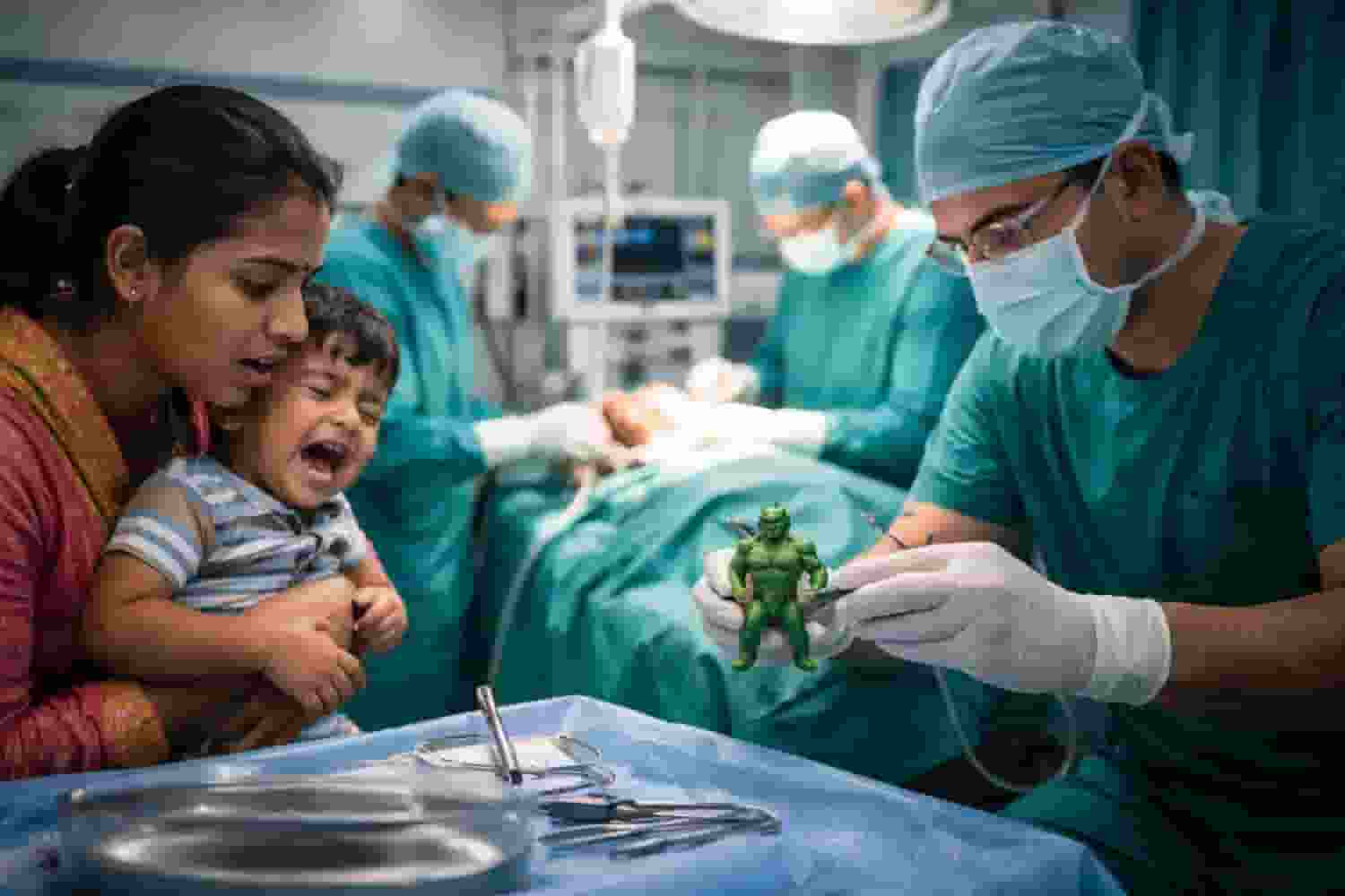 doctors operating a child
