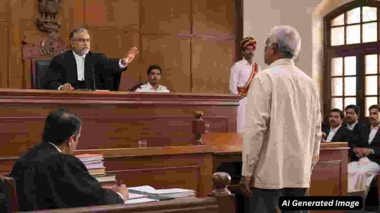 AI Generated image of a man standing in court