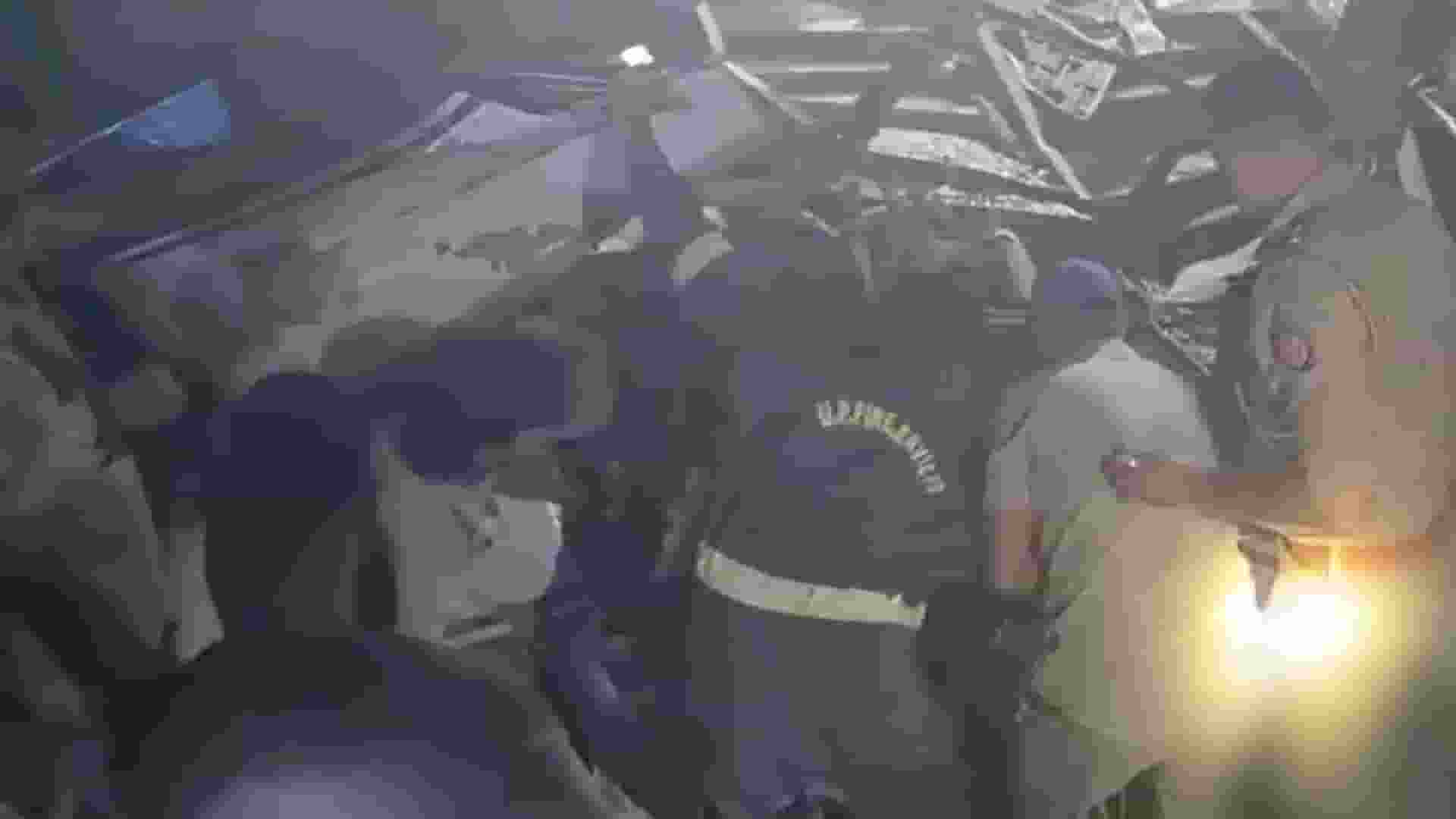 Collision between bus and truck