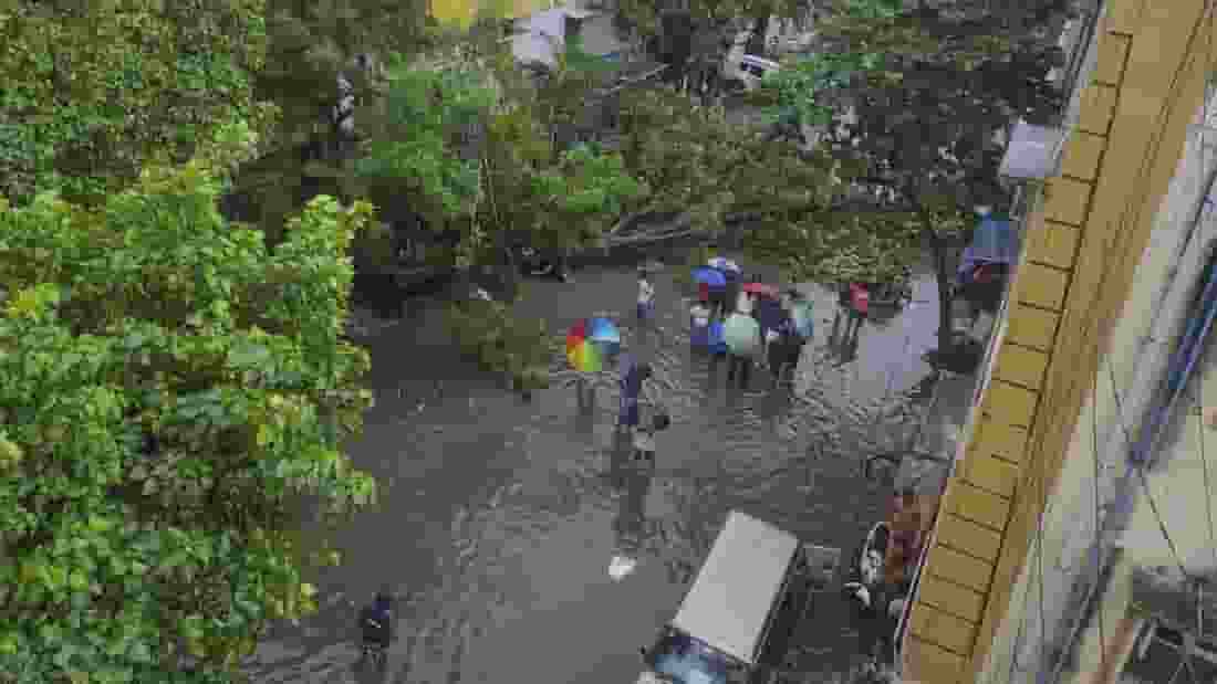 Puducherry Assembly Speaker Embalam R. Selvam visits an area affected by heavy rains owing to Cyclone Fengal : PTI