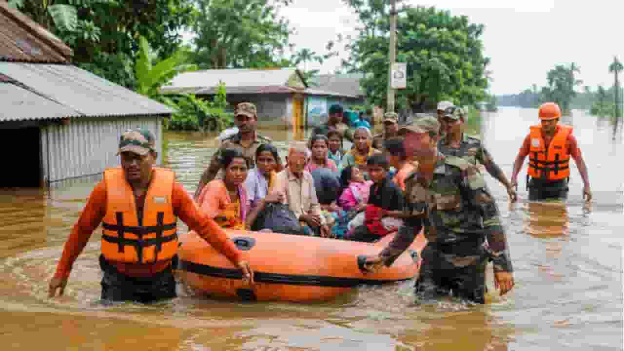AI generrated image of army rescue people in flood
