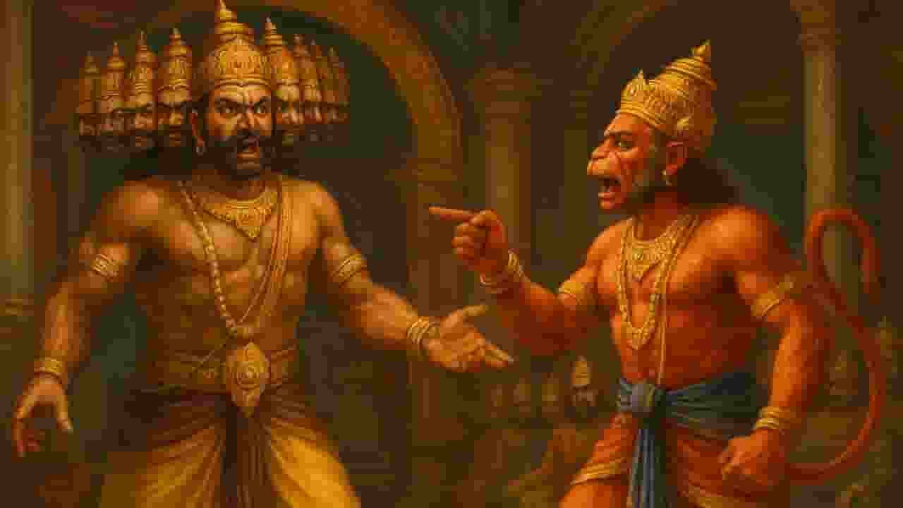 AI Image of Hanuman ji And Ravan Samwad