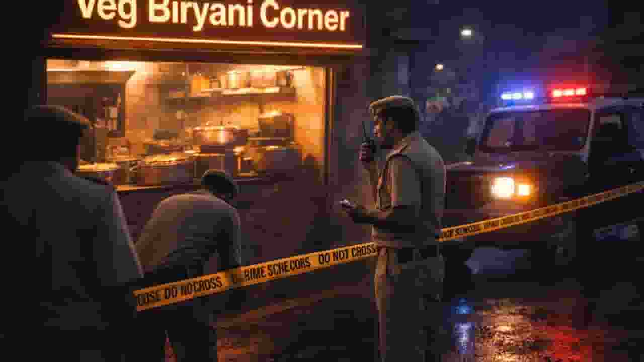 Dead body found in veg biryani shop freezer 